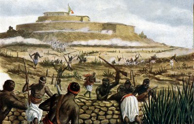 Berg Abba Gerima (Abba Garima) bij de Slag bij Adwa, 1 maart 1896, illustratie uit Storia d